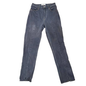 Abercrombie & Fitch The 90s Straight Ultra High Rise Dark Grey Slit Hem Jeans 28